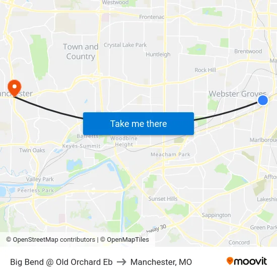 Big Bend @ Old Orchard Eb to Manchester, MO map