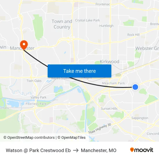 Watson @ Park Crestwood Eb to Manchester, MO map