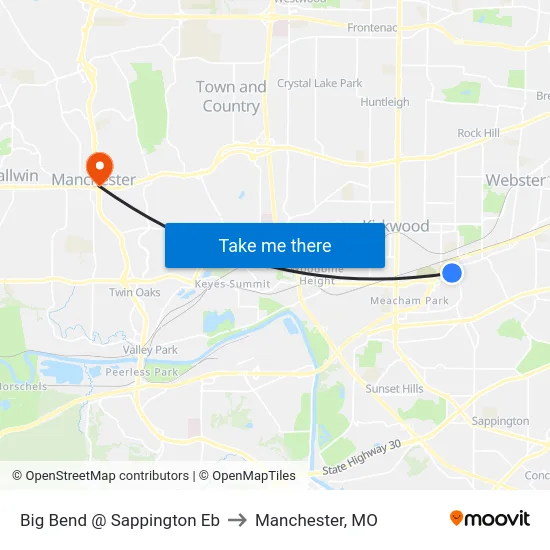 Big Bend @ Sappington Eb to Manchester, MO map