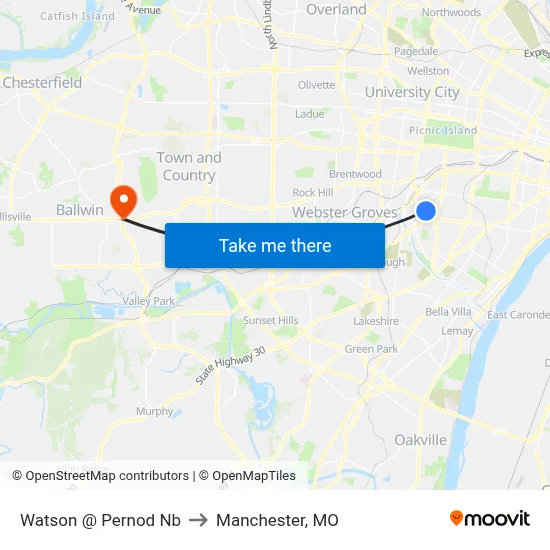 Watson @ Pernod Nb to Manchester, MO map