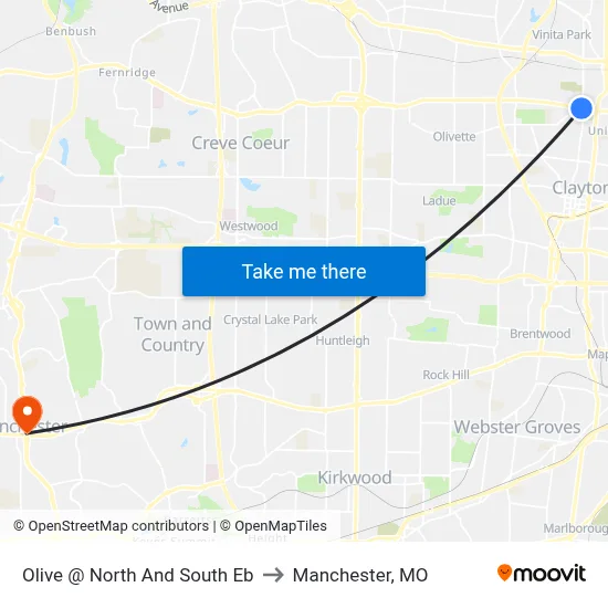 Olive @ North And South Eb to Manchester, MO map
