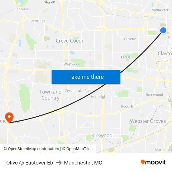 Olive @ Eastover Eb to Manchester, MO map