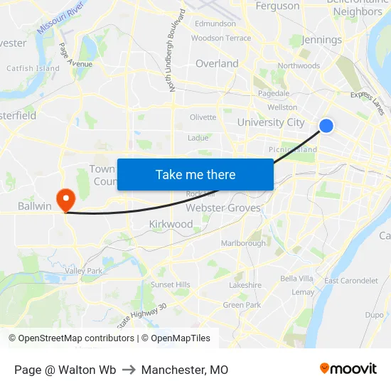 Page @ Walton Wb to Manchester, MO map