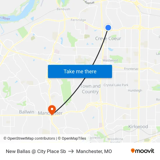 New Ballas @ City Place Sb to Manchester, MO map