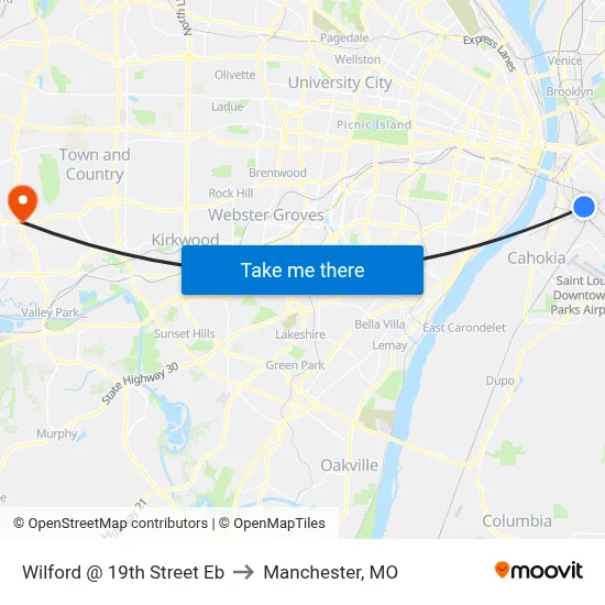 Wilford @ 19th Street Eb to Manchester, MO map