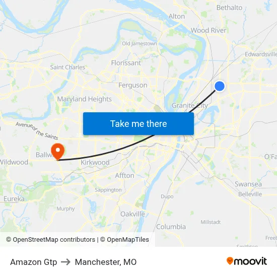 Amazon Gtp to Manchester, MO map