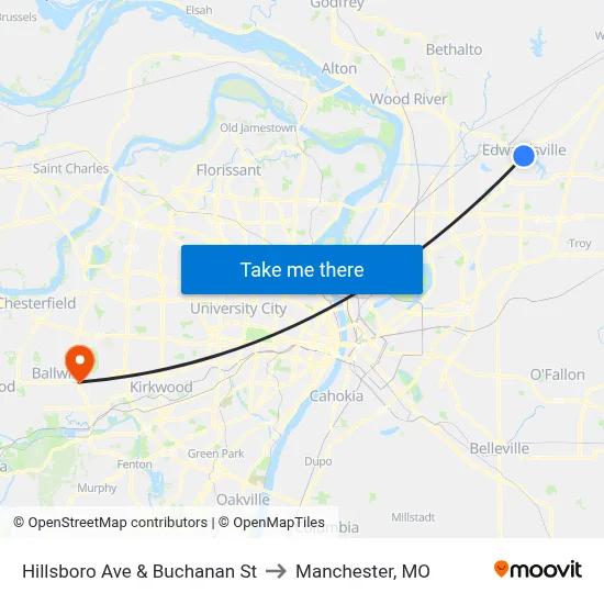 Hillsboro Ave & Buchanan St to Manchester, MO map