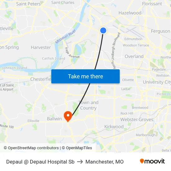 Depaul @ Depaul Hospital Sb to Manchester, MO map