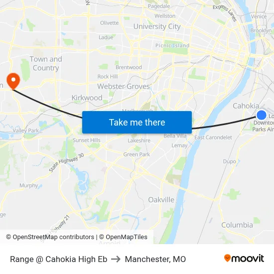 Range @ Cahokia High Eb to Manchester, MO map