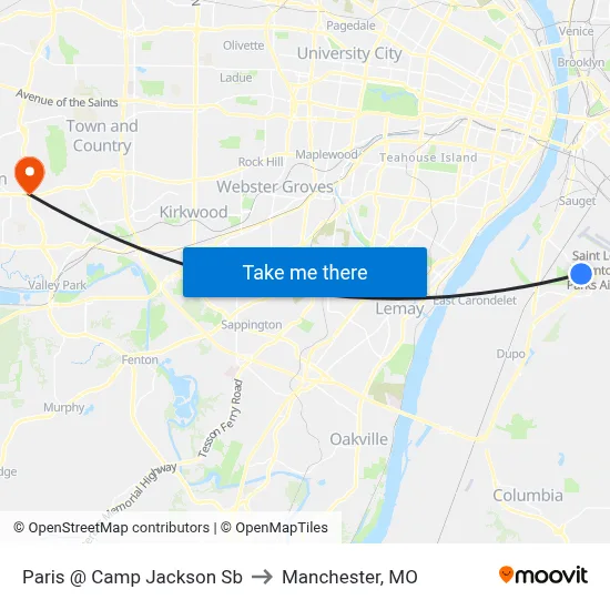 Paris @ Camp Jackson Sb to Manchester, MO map