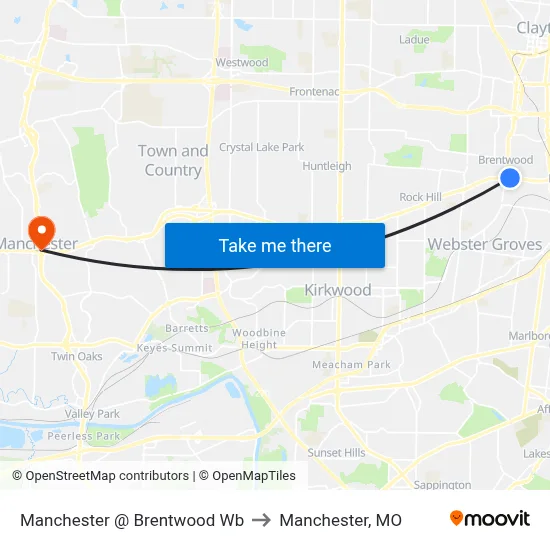 Manchester @ Brentwood Wb to Manchester, MO map