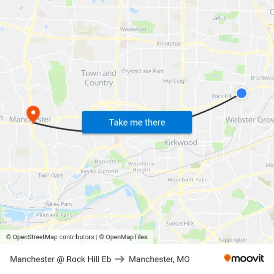 Manchester @ Rock Hill Eb to Manchester, MO map