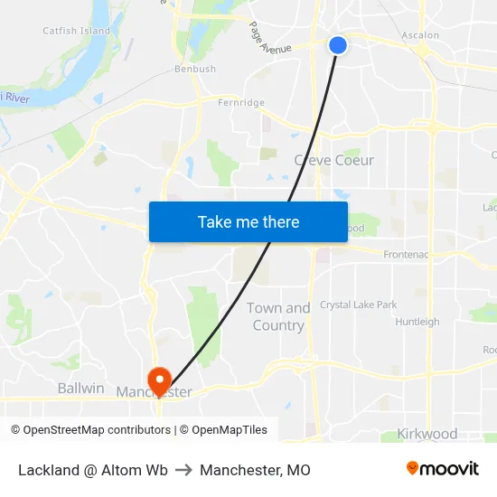 Lackland @ Altom Wb to Manchester, MO map