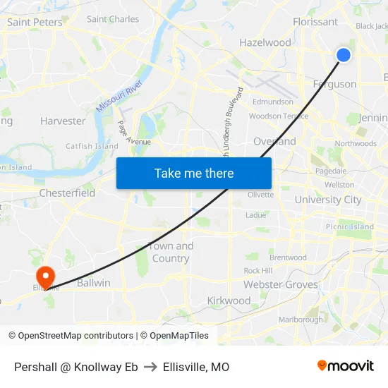 Pershall @ Knollway Eb to Ellisville, MO map