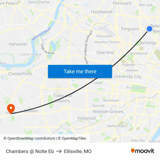 Chambers @ Nolte Eb to Ellisville, MO map