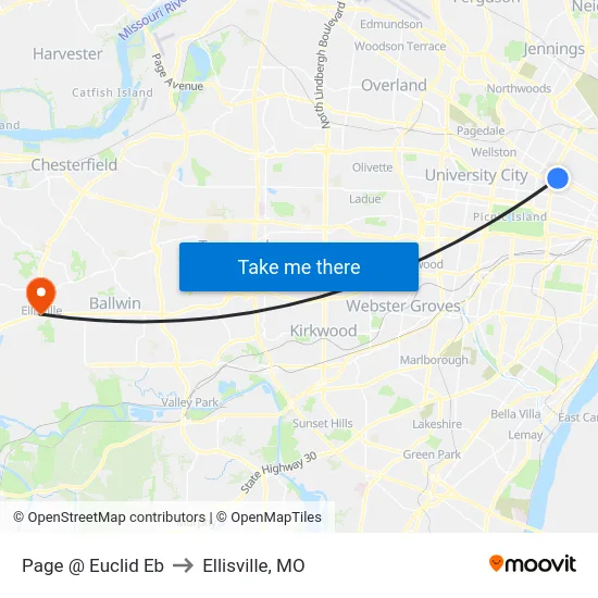 Page @ Euclid Eb to Ellisville, MO map