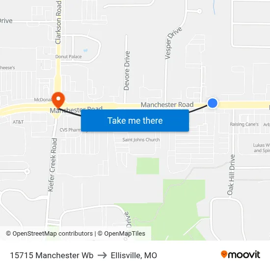 15715 Manchester Wb to Ellisville, MO map