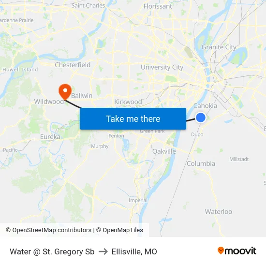 Water @ St. Gregory Sb to Ellisville, MO map