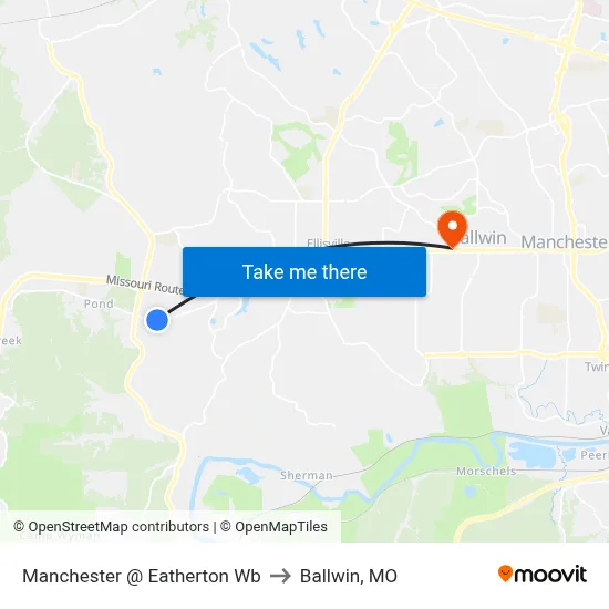 Manchester @ Eatherton Wb to Ballwin, MO map