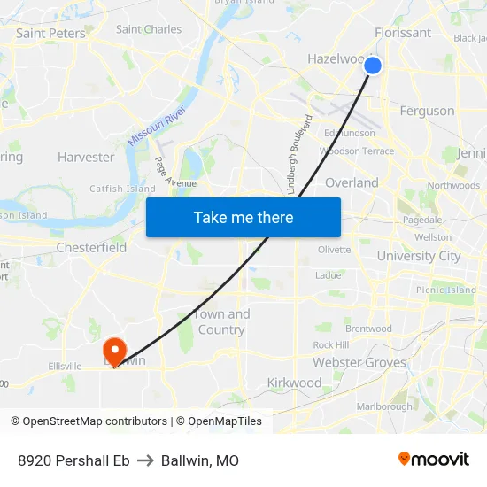 8920 Pershall Eb to Ballwin, MO map