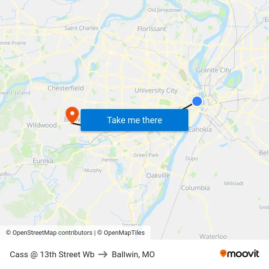 Cass @ 13th Street Wb to Ballwin, MO map