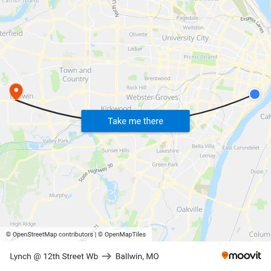 Lynch @ 12th Street Wb to Ballwin, MO map