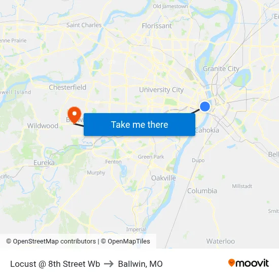 Locust @ 8th Street Wb to Ballwin, MO map