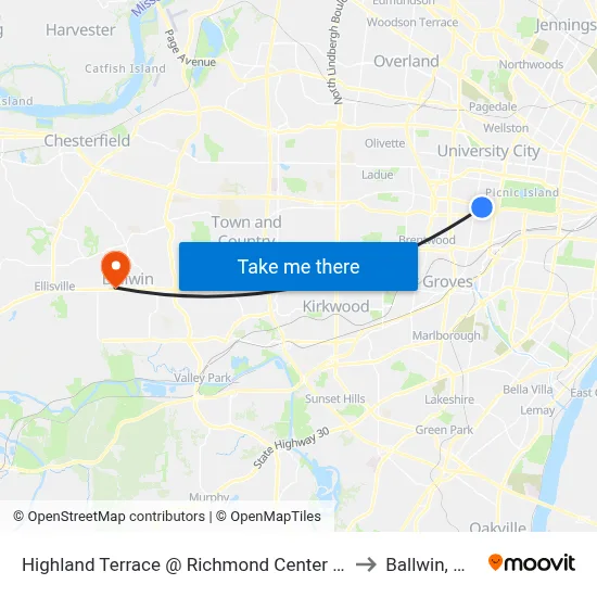 Highland Terrace @ Richmond Center Sb to Ballwin, MO map