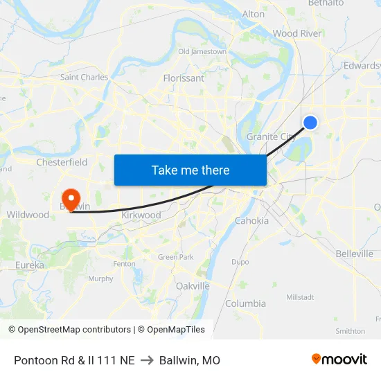 Pontoon Rd & Il 111 NE to Ballwin, MO map