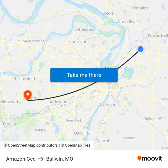 Amazon Gcc to Ballwin, MO map