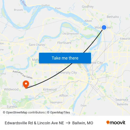 Edwardsville Rd & Lincoln Ave NE to Ballwin, MO map
