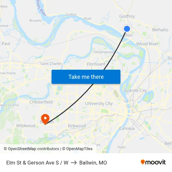 Elm St & Gerson Ave SW to Ballwin, MO map
