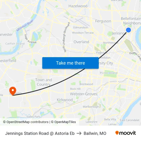 Jennings Station Road @ Astoria Eb to Ballwin, MO map