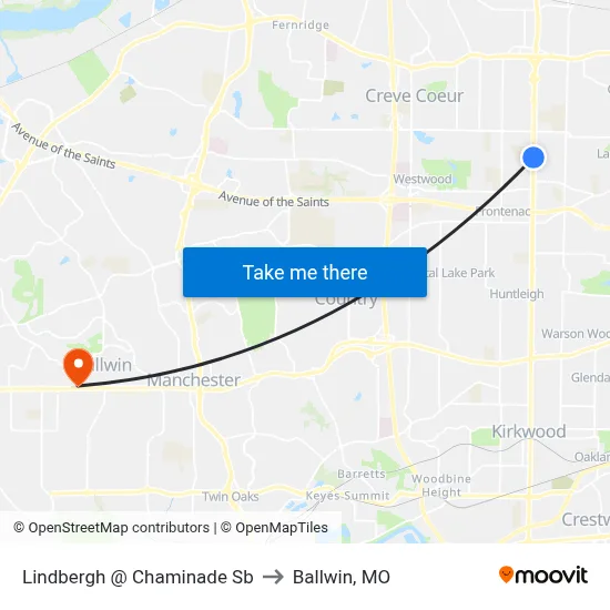 Lindbergh @ Chaminade Sb to Ballwin, MO map