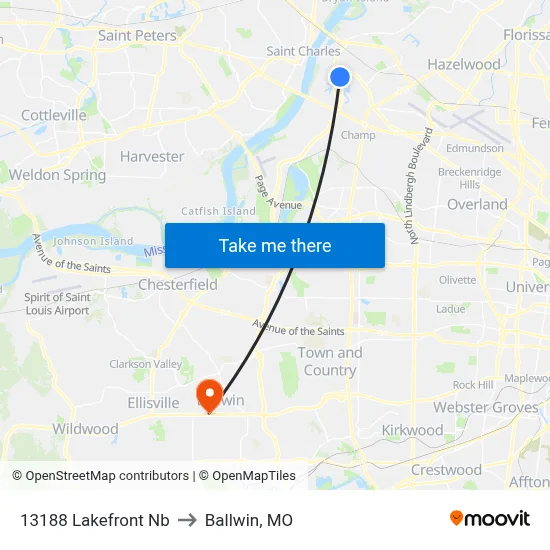 13188 Lakefront Nb to Ballwin, MO map
