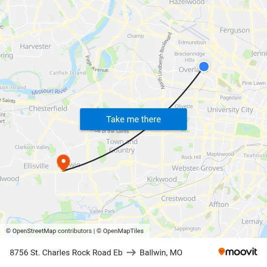 8756 St. Charles Rock Road Eb to Ballwin, MO map
