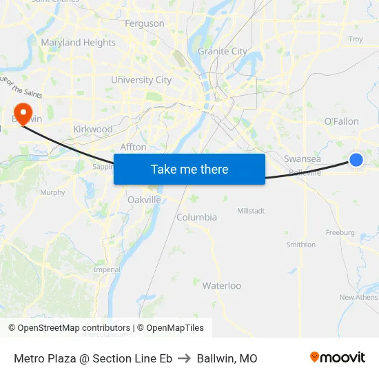 Metro Plaza @ Section Line Eb to Ballwin, MO map