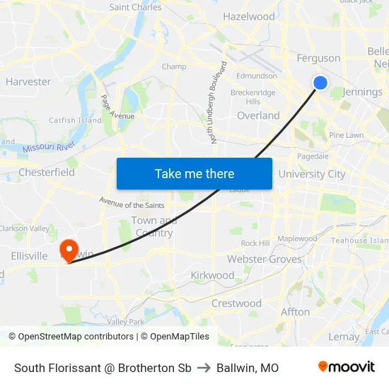 South Florissant @ Brotherton Sb to Ballwin, MO map