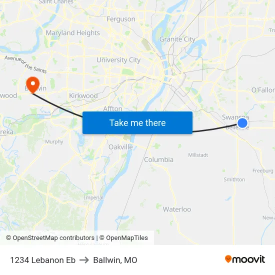 1234 Lebanon Eb to Ballwin, MO map