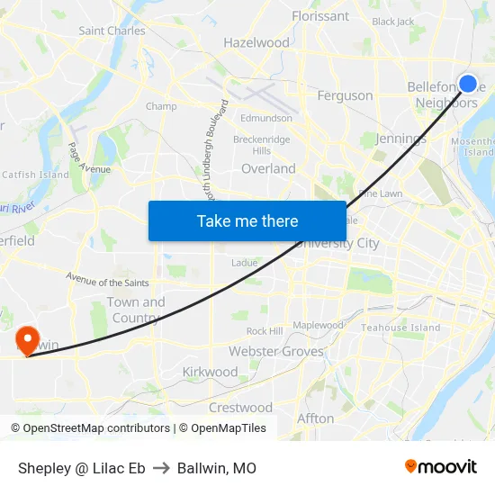 Shepley @ Lilac Eb to Ballwin, MO map