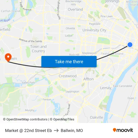 Market @ 22nd Street Eb to Ballwin, MO map