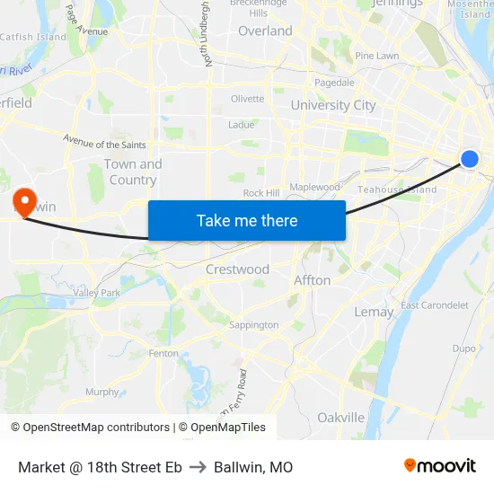 Market @ 18th Street Eb to Ballwin, MO map