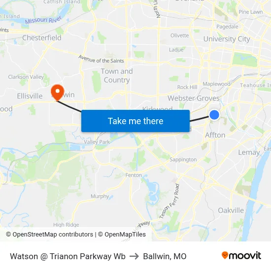 Watson @ Trianon Parkway Wb to Ballwin, MO map