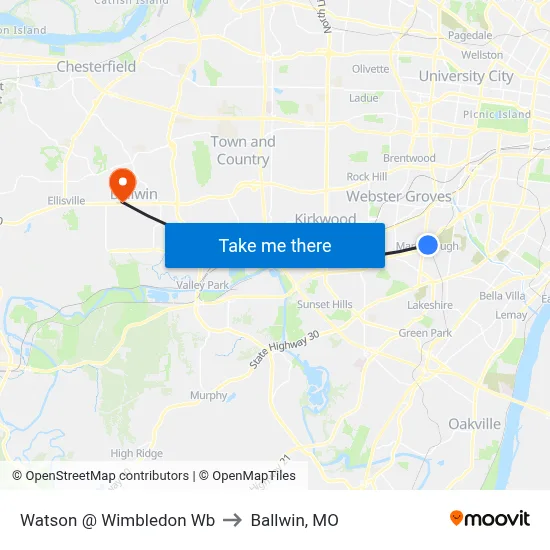Watson @ Wimbledon Wb to Ballwin, MO map