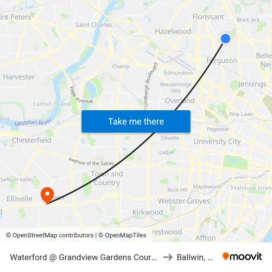 Waterford @ Grandview Gardens Court Sb to Ballwin, MO map