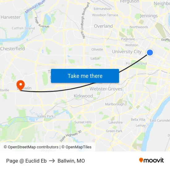 Page @ Euclid Eb to Ballwin, MO map