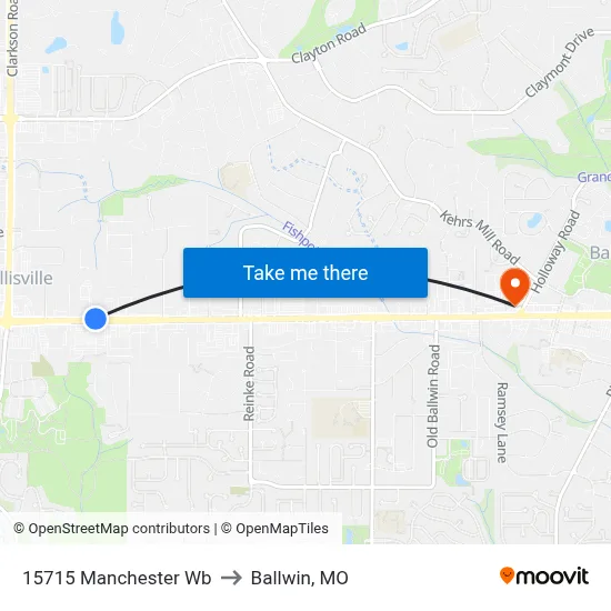 15715 Manchester Wb to Ballwin, MO map