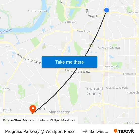 Progress Parkway @ Westport Plaza Nb to Ballwin, MO map