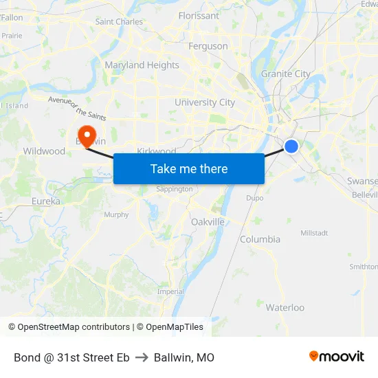 Bond @ 31st Street Eb to Ballwin, MO map