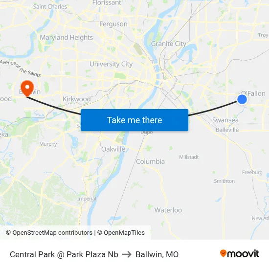 Central Park @ Park Plaza Nb to Ballwin, MO map